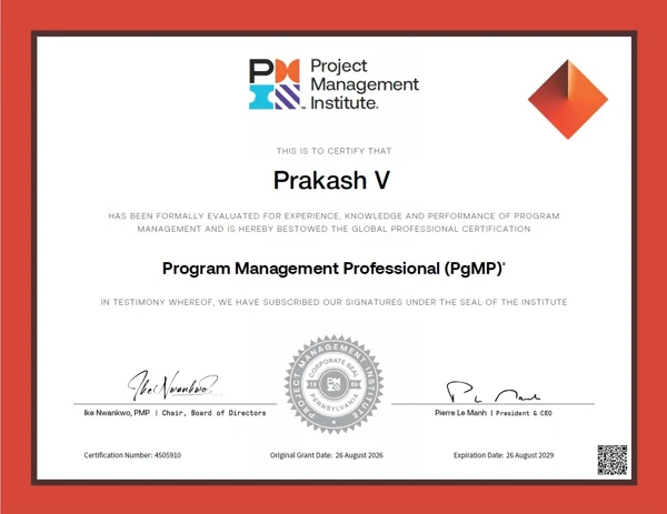Program Management Professional (PgMP) certificate